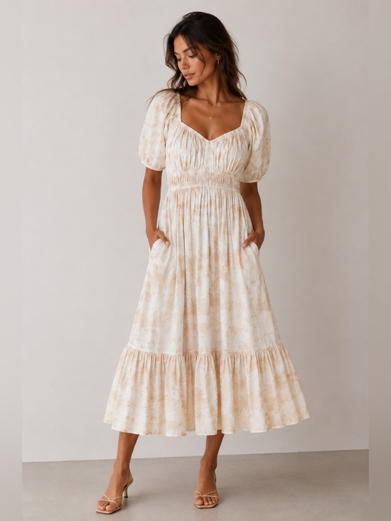Cleobella Dresses & Skirts - Cleobella Organic Cotton Puff Sleeve Midi Dress Cottagecore Size M Pockets